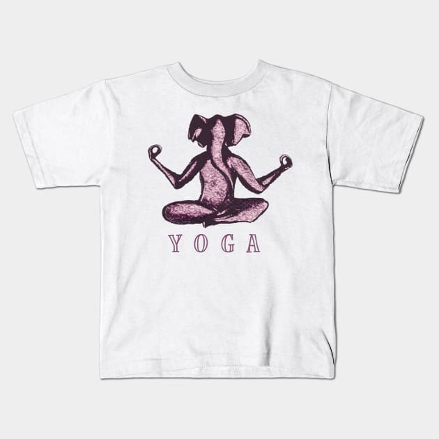 Yoga Pink Elephant Kids T-Shirt by TomiTee